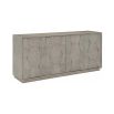 Sideboard in a natural wood finish with varied inlays in hexagonal shape