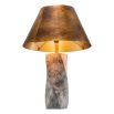 Grey marble twisted lamp with brass shade