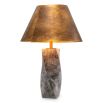 Grey marble twisted lamp with brass shade