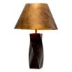 Marble twisted base lamp with brass shade