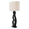 Organic shaped black table lamp with linen shade