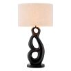 Organic shaped black table lamp with linen shade