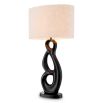 Organic shaped black table lamp with linen shade