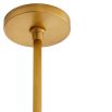 Strips of blue banding surround the light suspended from brass pipe 