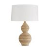 Elegant Balearic inspired table lamp with rattan wrapped curvaceous base