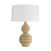 Elegant Balearic inspired table lamp with rattan wrapped curvaceous base