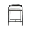 Minimalist style counter stool with white upholstered seat and hammered effect frame