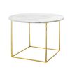 A fabulous white marble coffee table with a golden frame