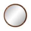 Leather round mirror with brass accents and round mirror glass