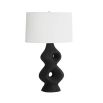 Black organic shaped table lamp with stone-like texture