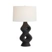 Black organic shaped table lamp with stone-like texture