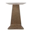Marble top side table with textured brass base