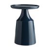 Navy blue fibreglass side table with round tray top