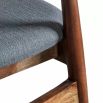 Retro inspired dining chair with grey fabric and walnut stained wooden frame