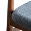Retro inspired dining chair with grey fabric and walnut stained wooden frame