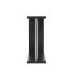 Black wood console table with clear acrylic pole detail