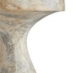 Elegant beige marble side table with slighly hourglass shaped plinth base and round top