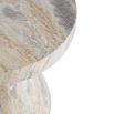 Elegant beige marble accent table with hourglass style silhouette