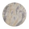 Elegant beige marble accent table with hourglass style silhouette