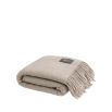 Wool and cashmere blend throw with tassles, in light beige colour