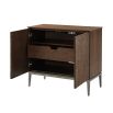 Wave effect wooden cabinet with interior shelving and drawer