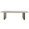 Rectangular dining table with matte-finished wood and bronze base