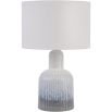 Ribbed, bottle shaped porcelain lamp with grey and off white ombre tones