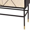 Glamorous cream and black bone inlay bar cabinet with golden accents