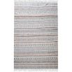 Hand-woven pit loom grey and pink patterned cotton rug