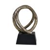 Captivating lasso sculpture with entwines gold shape mounted on a sleek black base