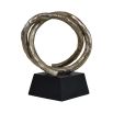 Captivating lasso sculpture with entwines gold shape mounted on a sleek black base