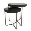 Sleek contemporary set of 2 side tables with black tinted glass