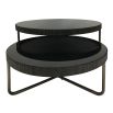 Modern contemporary set of 2 black coffee tables with black tinted glass