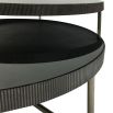 Modern contemporary set of 2 black coffee tables with black tinted glass