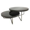 Modern contemporary set of 2 black coffee tables with black tinted glass