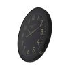 A classic styled, black wall clock with gold details