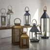 A short and stylish lantern with a powder coated grey finish and woven handle