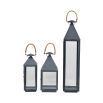 A short and stylish lantern with a powder coated grey finish and woven handle