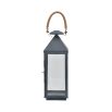 A short and stylish lantern with a powder coated grey finish and woven handle