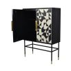 Geometric, black and white pattern drinks cabinet with gold accents