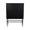 Geometric, black and white pattern drinks cabinet with gold accents