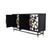 Geometric black and white pattern buffet cabinet with gold details