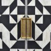 Geometric black and white pattern buffet cabinet with gold details