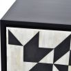 Geometric black and white pattern buffet cabinet with gold details