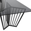 Geometric base dining table with tinted glass top