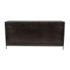 natural dark wooden sideboard with brass detailing