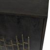 natural dark wooden sideboard with brass detailing