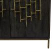 natural dark wooden sideboard with brass detailing