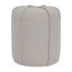 Upholstered neutral linen stool with exposed piping