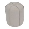 Upholstered neutral linen stool with exposed piping
